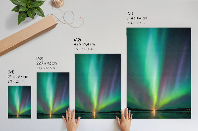 Kunstdruck leinwand Nordlichter über einer nächtlichen Landschaft voller Sterne