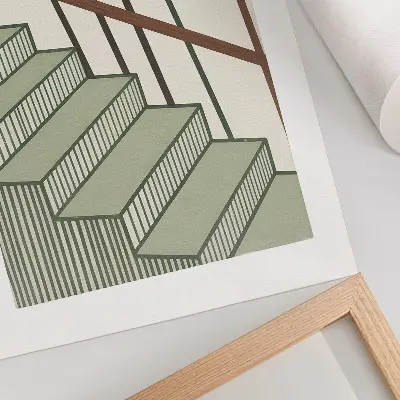 Poster mit Treppengeometrie in minimalistischem und elegantem dynamischen Design