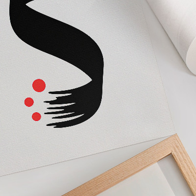 Wandposter Schwarze Form, roter Kreis, heller Hintergrund