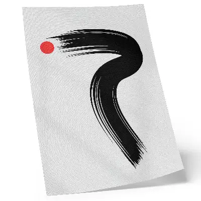 Poster roter Kreis mit schwarzem Pinselstrich