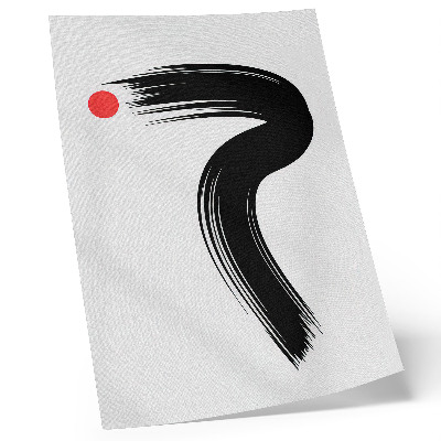 Poster Roter Kreis, schwarzer Pinselstrich