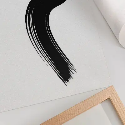 Poster roter Kreis mit schwarzem Pinselstrich