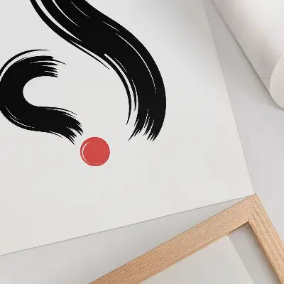 Kunstdruck auf Leinwand mit minimalistischen Kontrasten, Dynamik und rotem Akzent
