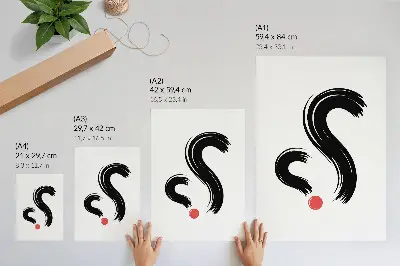 Kunstdruck auf Leinwand mit minimalistischen Kontrasten, Dynamik und rotem Akzent