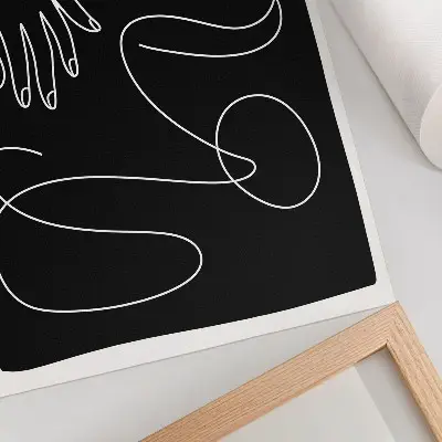 Poster mit handgefertigtem, minimalistischem Design in Schwarz-Weiß mit geschwungenen Linien
