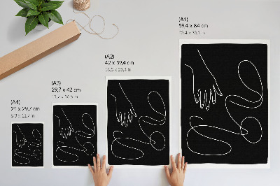 Poster Schwarz-weiße, geschwungene Linien, minimalistischer Stil, Handarbeit