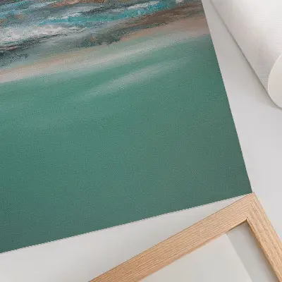 Wandposter abstraktes Kunstwerk in Blau Grün und Creme