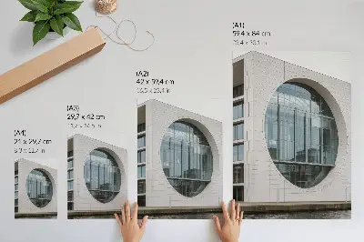 Kunstdruck auf Leinwand futuristische Fassade mit strengen Linien und Glasstruktur