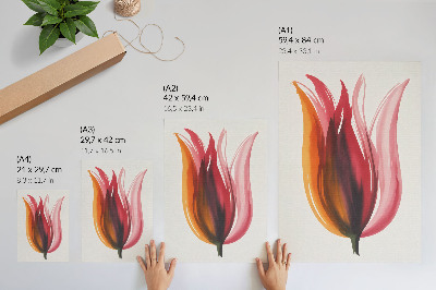 Poster Abstrakte Blume in Rot, Rosa und Orange