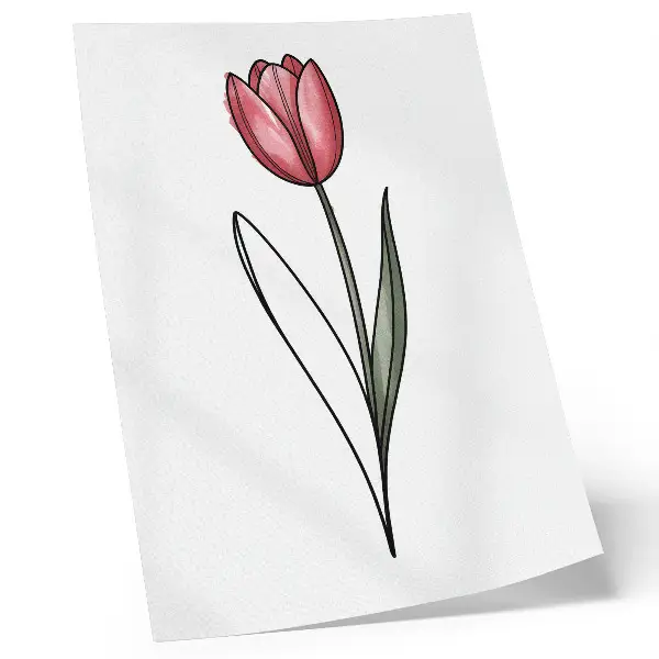 Poster Rosa Tulpe mit schlichter Kontur für mehr Leichtigkeit