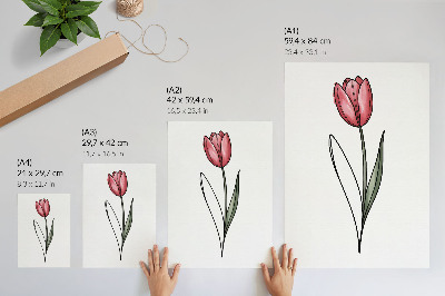 Poster Rosa Tulpe, schlichte Kontur, Leichtigkeit