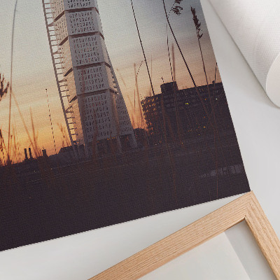 Kunstdruck leinwand Wolkenkratzer im Sonnenuntergang – moderne Architektur