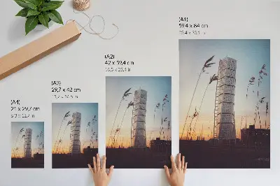 Kunstdruck auf Leinwand Wolkenkratzer im Sonnenuntergang als moderne Architektur