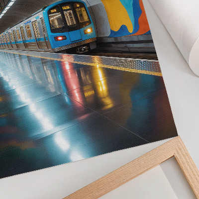 Wandposter Die Decke über der U-Bahn leuchtet in leuchtenden Regenbogenfarben.