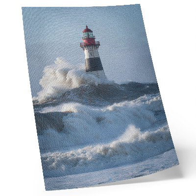 Poster Wellen, die gegen den Leuchtturm schlagen, starker Kontrast, die Kraft der Natur