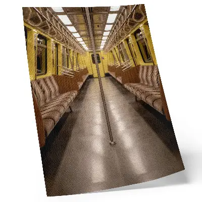 Leinwand-Kunstdruck modernes Metro-Interieur aus gelbem Holz