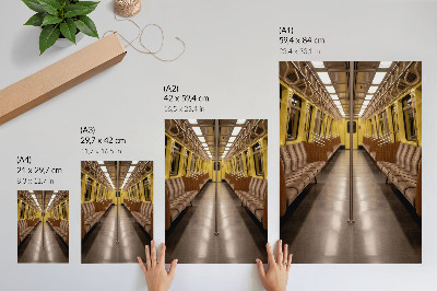Kunstdruck leinwand Metro-Interieur aus gelbem Holz, modern