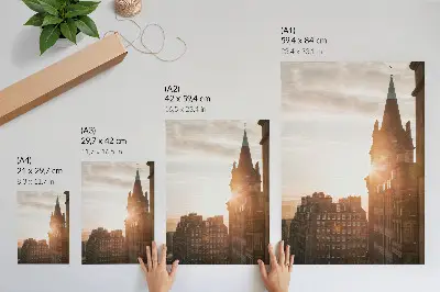 Wandposter Architektur in warmen Farbtönen bei Sonnenuntergang