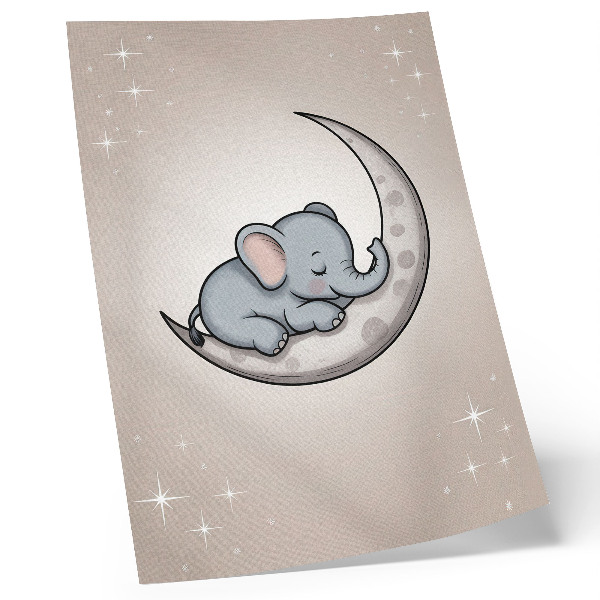 Kunstdruck leinwand Ein niedlicher Elefant auf dem Mond, umgeben von Sternen