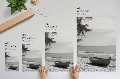 Poster Boot am Strand, Wellen, Himmel, Harmonie, Frieden