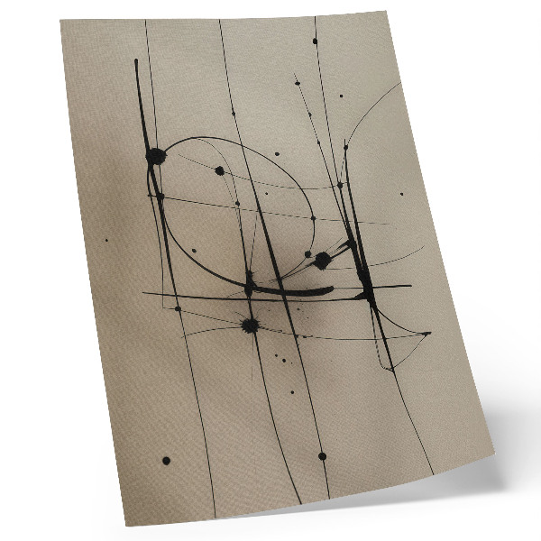 Kunstdruck leinwand Beigefarbener Hintergrund, schwarze Linien, minimalistische Abstraktion
