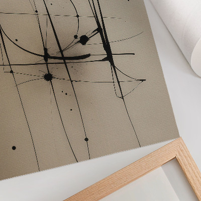 Kunstdruck leinwand Beigefarbener Hintergrund, schwarze Linien, minimalistische Abstraktion
