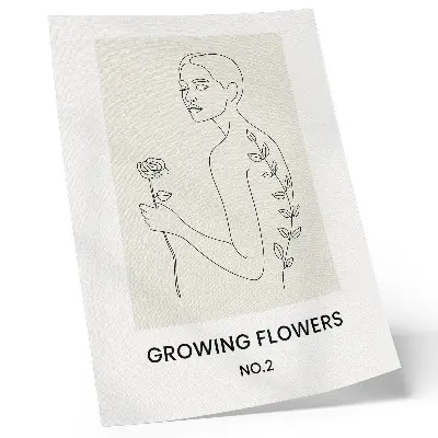 Poster linienzeichnung mit person und blume in schlichter eleganz
