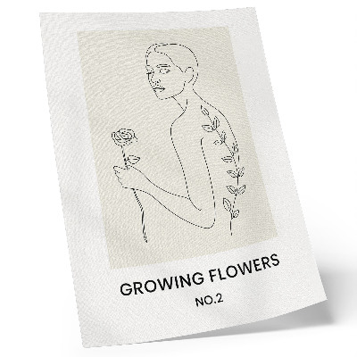 Poster Linienzeichnung mit Person und Blume, schlichte Eleganz