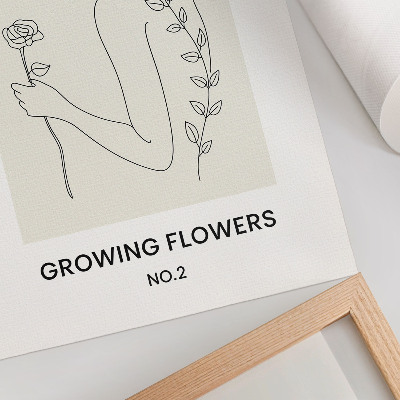 Poster Linienzeichnung mit Person und Blume, schlichte Eleganz