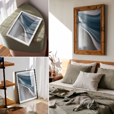 Kunstdruck leinwand Dynamische, wellenförmige Linien in kühlen Blautönen