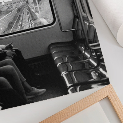 Poster Schwarzweißfotografie eines Zugwaggons