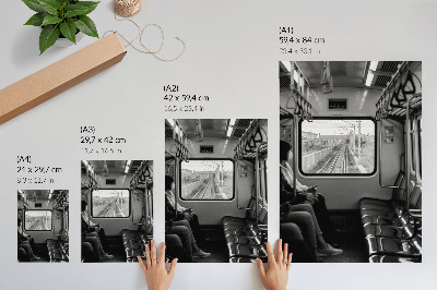 Poster Schwarzweißfotografie eines Zugwaggons