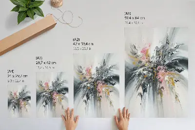 Poster mit fließenden abstrakten Formen in Grau, Rosa und Beige