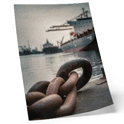Wandposter mit Motiv vom Hafen und Schiffen in industrieller Atmosphäre