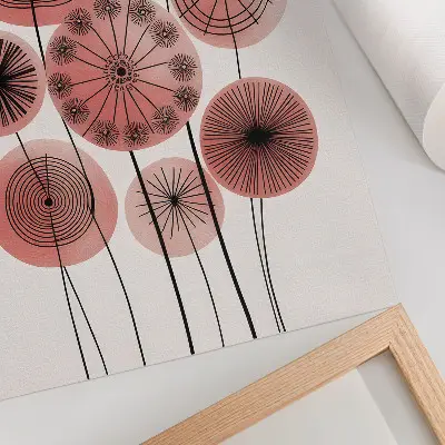 Kunstdruck auf Leinwand geometrische Kreise in minimalistischem Rosa und Schwarz