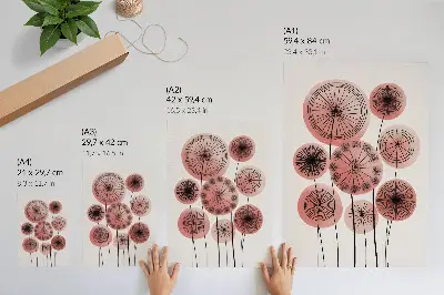 Kunstdruck auf Leinwand geometrische Kreise in minimalistischem Rosa und Schwarz