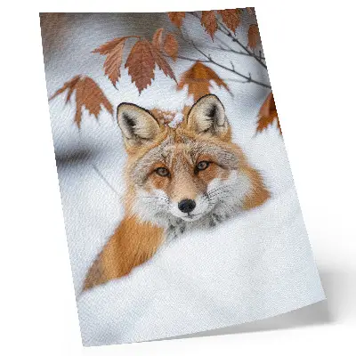 Wandposter Fuchs in einer Winterlandschaft mit natürlicher Schönheit und Kontrast