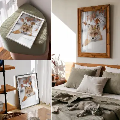 Wandposter Fuchs in einer Winterlandschaft mit natürlicher Schönheit und Kontrast