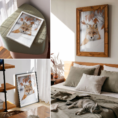 Wandposter Fuchs in einer Winterlandschaft, natürliche Schönheit und Kontrast