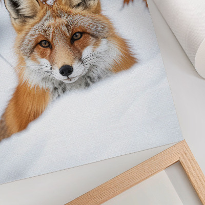 Wandposter Fuchs in einer Winterlandschaft, natürliche Schönheit und Kontrast
