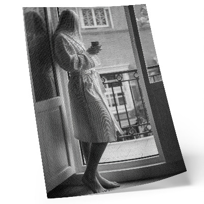 Poster Person am Fenster, Tasse Kaffee, Frieden