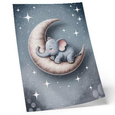 Kunstdruck leinwand Schlafender Elefant auf dem Mond in Pastellfarben