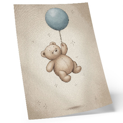 Wandposter Ein Teddybär mit einem Ballon in leuchtenden Farben