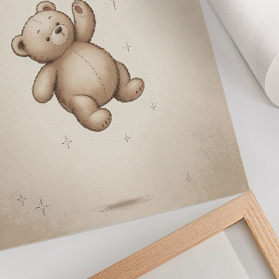 Wandposter Ein Teddybär mit einem Ballon in leuchtenden Farben