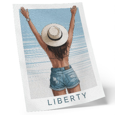 Wandposter Eine Gestalt mit Hut vor dem Himmel der Freiheit