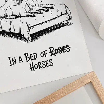 Leinwand Kunstdruck mit schwarz-weißen illustrativen und humorvollen Tiersprüchen