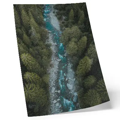 Wandposter grüner Wald mit Fluss in natürlicher Harmonie