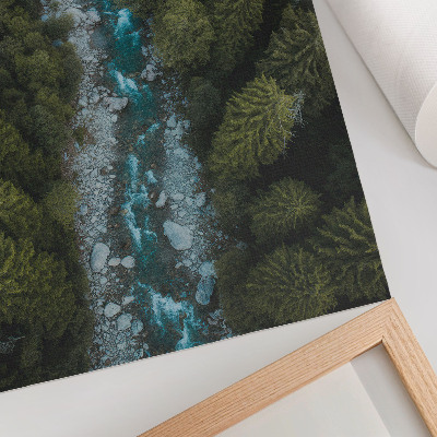 Wandposter Grüner Wald, Fluss, natürliche Harmonie