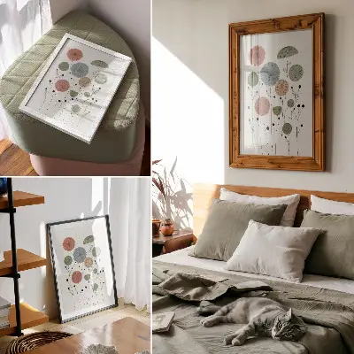 Leinwand-Kunstdruck moderne geometrische Blumen in Pastelltönen