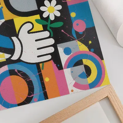 Poster mit geometrischer Abstraktion in leuchtenden Kontrastfarben